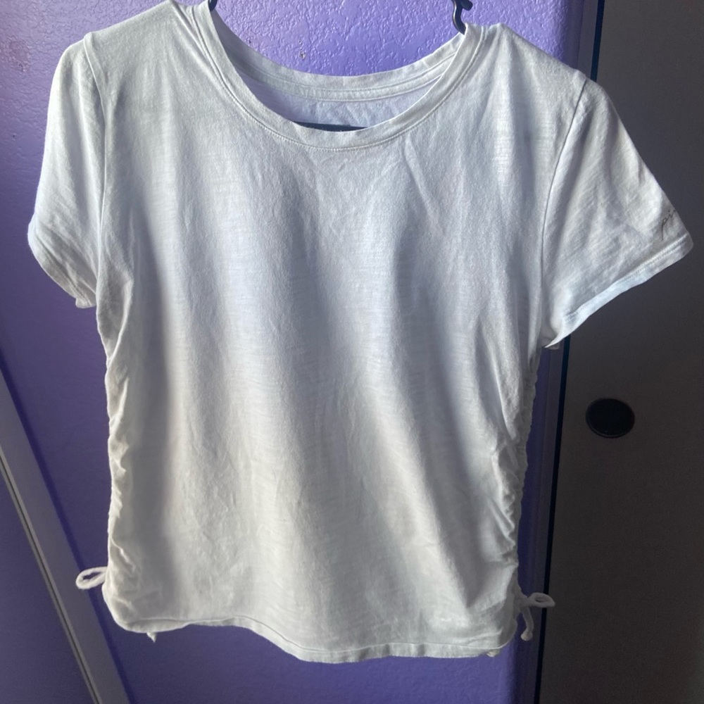 PINK White Top with rushing on both sides